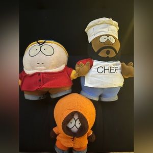 South Park Vintage 1998 (3) Comedy Central Plush Dolls - Rare Lot